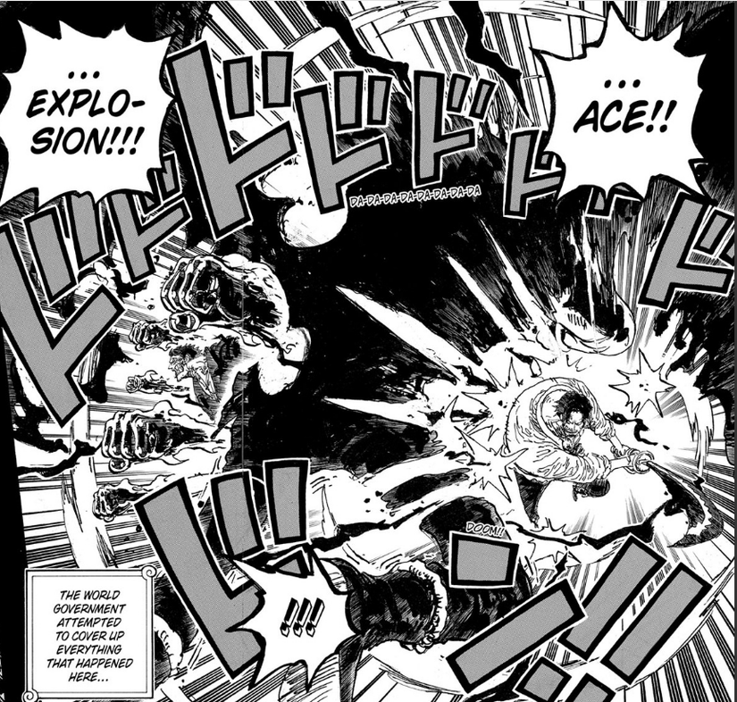 Signature moves from Roger and Garp being used against Xebec in One Piece Chapter 1165 Manga