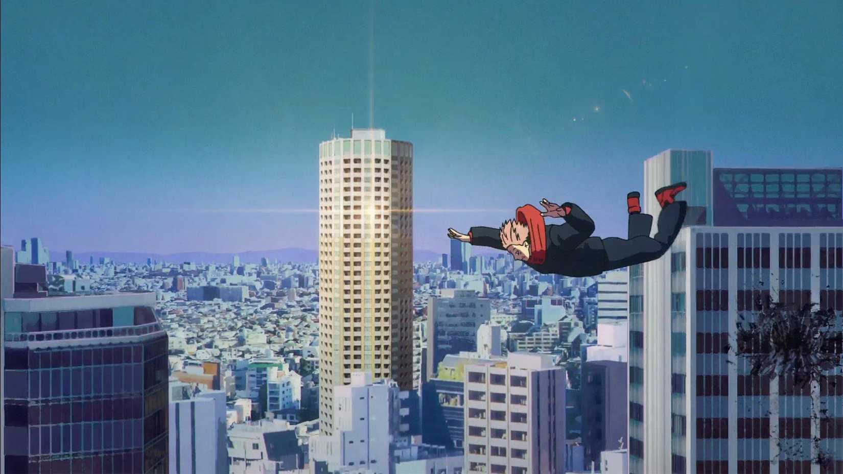 Yuji falls from the sky after entering Tokyo Colony 1 in Jujutsu Kaisen